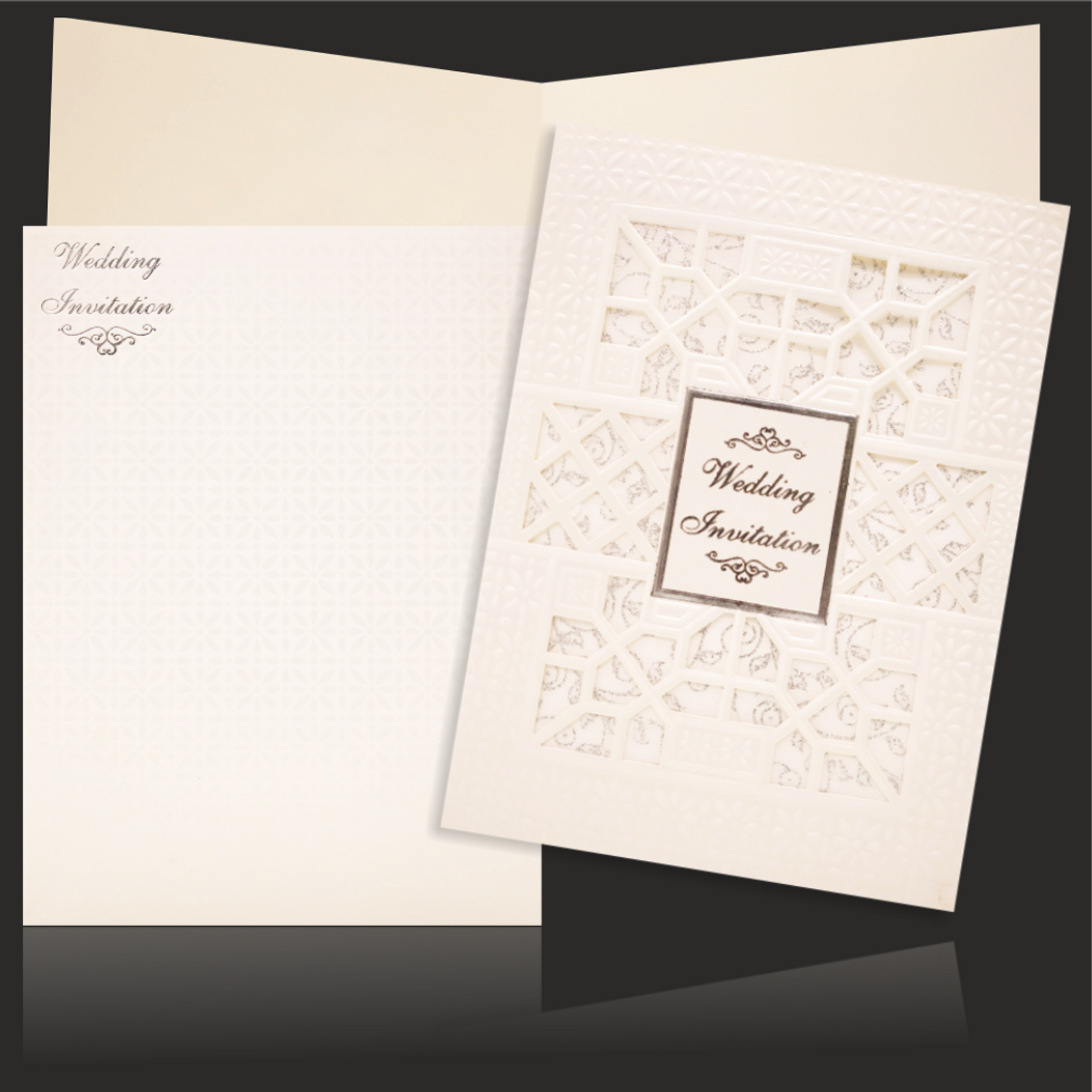 Pristine White Silver Screen with woolly wedding invite - KNK9011SI-5